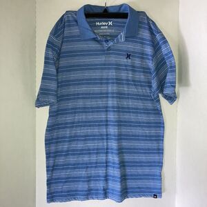 HURLEY Blue with White Stripes Golf Polo Shirt Size Men’s Medium